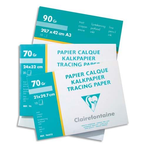 [754943] CLAIREFONTAINE Pochette de 10 feuilles 95g papier calque format A3