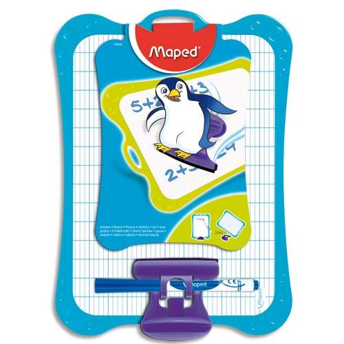 [755299] MAPED Kit ardoise blanche avec motifs grille bleue-avec feutre & effaceur-grds carreaux(Seyès)-cadre bleu