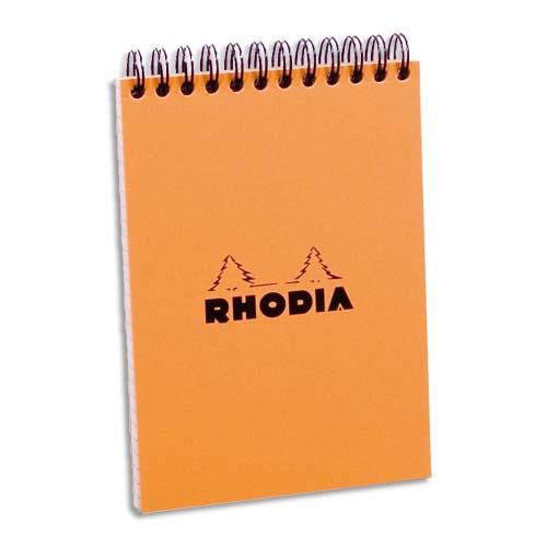 [758325] RHODIA Bloc de direction couverture reliure intégrale en-tête Orange 80 feuilles format A6 réglure 5x5