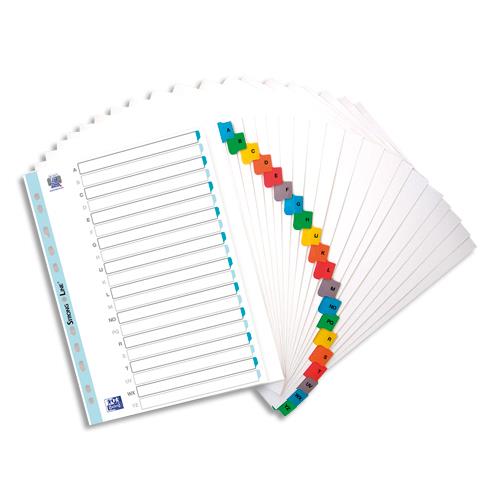 [759452] OXFORD Intercalaire alphabétique, carte Blanche 170g, 20 positions renforcées mylar, format A4+. Assortis