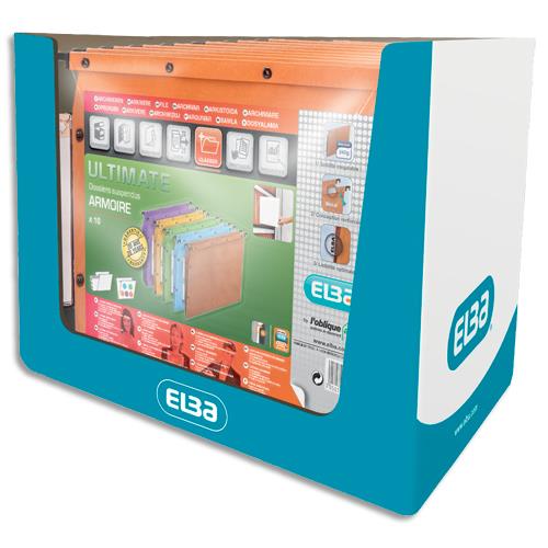 [762108] OBLIQUE AZ Paquet de 10 dossiers suspendus ARMOIRE en kraft 240g. Fond V, bouton-pression. Orange