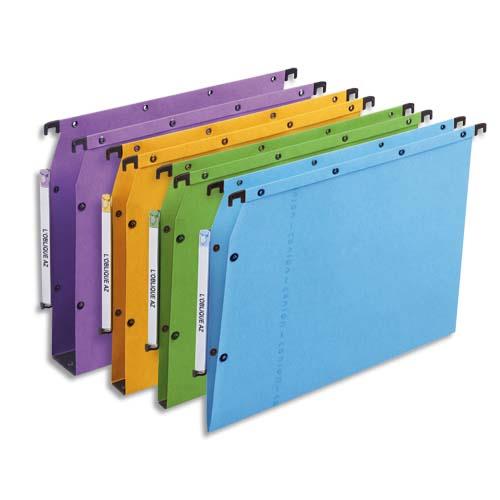 [762426] OBLIQUE AZ Boîte de 25 dossiers suspendus ARMOIRE en kraft 240g. Fond 15, bouton-pression. Assortis