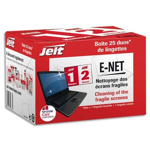 [769408] JELT Boîte de 25 lingettes humides/sèches E-NET pour écran à cristaux liquides et portable 253831