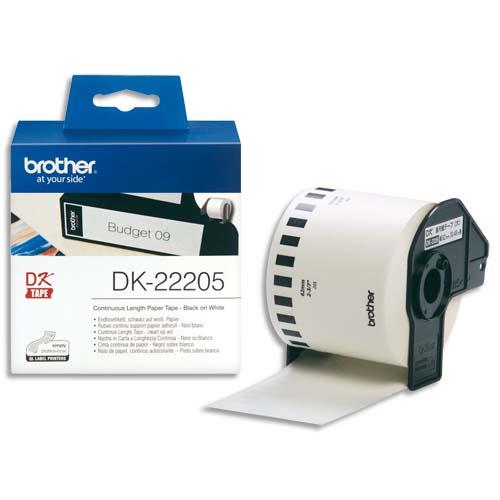 [770627] BROTHER Ruban papier adhésif continu Noir/Blanc largeur 62mm / longueur 30m DK22205