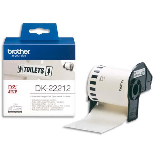 [770783] BROTHER Ruban papier adhésif continu Noir/Blanc largeur 62mm / longueur 15m DK22212