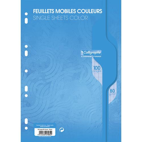 [771440] CALLIGRAPHE Copies simples Bleu perf 2 trous 80g 100 pages grands carreaux Seyès format A4. Film-CAL 7000