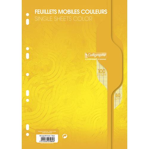 [771466] CALLIGRAPHE Copies simples Jaune perf 2 trous 80g 100pages grands carreaux Seyès format A4. Film-CAL 7000
