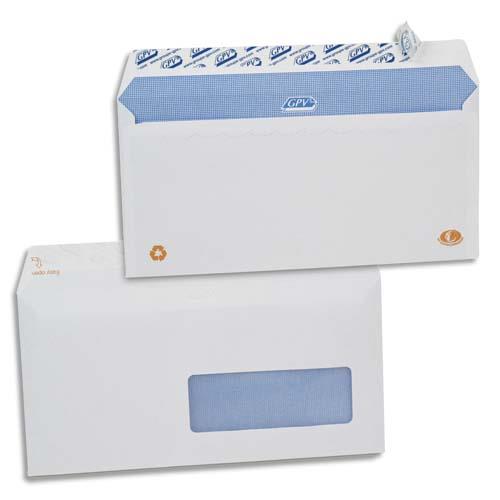 [777610] GPV Boîte de 500 enveloppes DL 110x220mm Blanches auto-adhésives fenêtre 45x100 NF & PEFC 90g