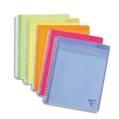 [784954] CLAIREFONTAINE Cahier Linicolor Meetingbook spirale polypropylène 160 pages format A4+. Coloris assortis