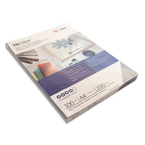 [786522] GBC Boîte de 100 Couvertures transparentes 200µ incolore CE012080E