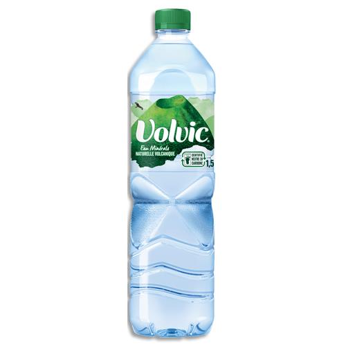 [805349] VOLVIC Bouteille plastique d'eau nature d'1,5 litre minérale plate