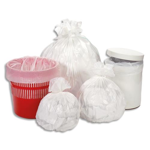 [807031] Carton de 10 rouleaux de 50 Sacs-poubelles 30 litres Blanc en polyéthylène haute densité