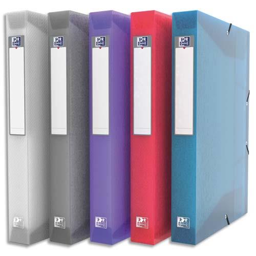 [815175] OXFORD Boîte de classement Hawaï 24x32cm en polypropylène 7/10e. Dos 4cm. Coloris assortis