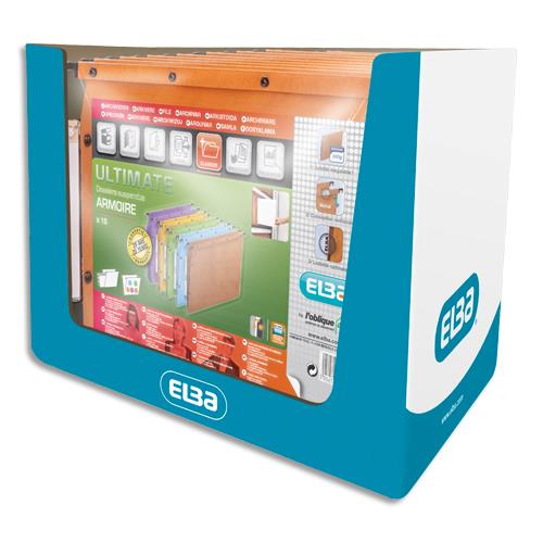 [815183] OBLIQUE AZ Paquet de 5+5 dossiers suspendus ARMOIRE en kraft 240g. Fond 15 et 30, bouton-pression. Orange