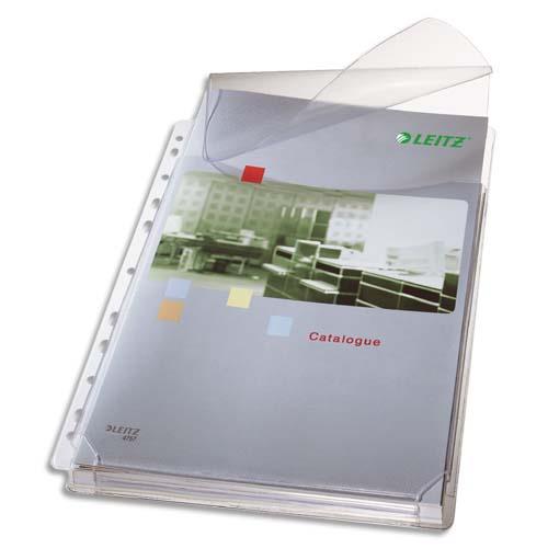 [836631] LEITZ Sachet de 5 pochettes plan en PVC 170 µ grainé, peut contenir jusqu'à 200 feuilles