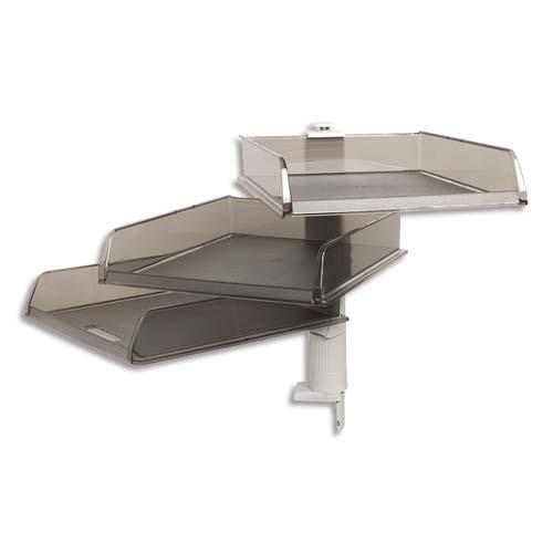 [838568] EXACOMPTA Colonne rotative de 3 corbeilles à courrier en polystyrène Gris - Dim L27,2 x H38,5 x P39,5 cm