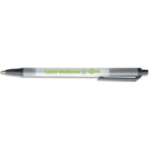 [839149] BIC Clic Stic ECOlutions Stylos-Bille Rétractables Pointe Moyenne (1,0 mm) - Noir