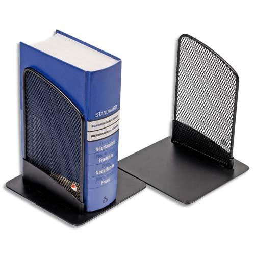 [843030] ALBA Lot de 2 Serre-livres en métal Noir Mesh - Dimensions L13 x H16 x P13 cm