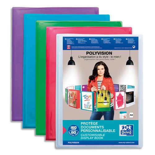 [849878] OXFORD Protège-documents personnalisable Polyvision 160 vues, 80 pochettes. En polypropylène. Assortis