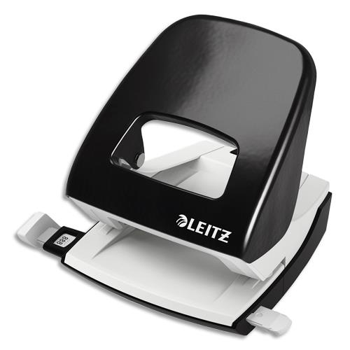 [853581] LEITZ Perforateur métal émaillé Noir. Capacité 30 feuilles avec réglette. Effort réduit de 60%