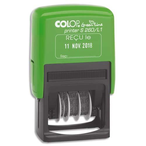 [856251] COLOP Dateur formule bicolore RECU LE - Printer S 260 L1 GreenLine. Encr.auto. Dim.empreinte 24x45mm