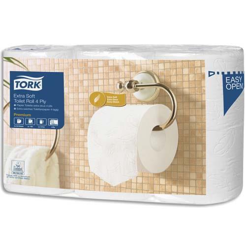 [872180] TORK Paquet de 6 rouleaux Papier toilette Traditionnel Extra doux Premium 4 plis 153 feuilles Ecolabel