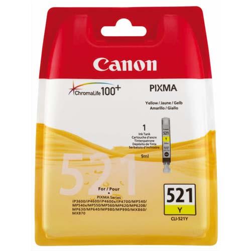 [875054] CANON Cartouche Jet d'encre Jaune CLI521Y-2936B001 (dont eco-taxe de 0,01 €)