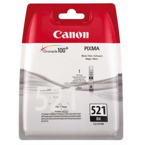 [875062] CANON Cartouche Jet d'encre Noir CLI521BK (dont eco-taxe de 0,01 €)