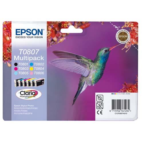 [878334] EPSON Multipack 6 couleurs (T0807) C13T08074011 (dont eco-taxe de 0,02 €)