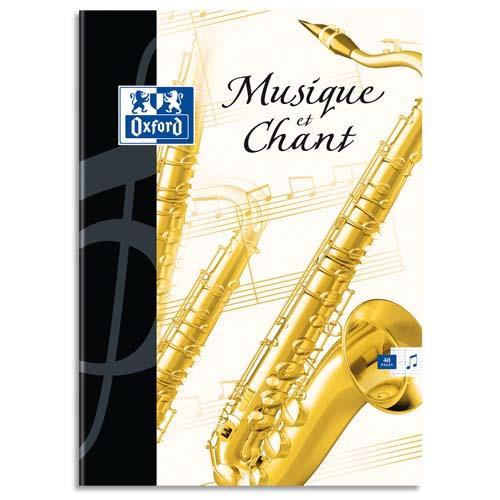 [890352] OXFORD Cahier de musique piqûre 24 pages grands carreaux Seyès+24 pages portées 24x32. Couverture carte