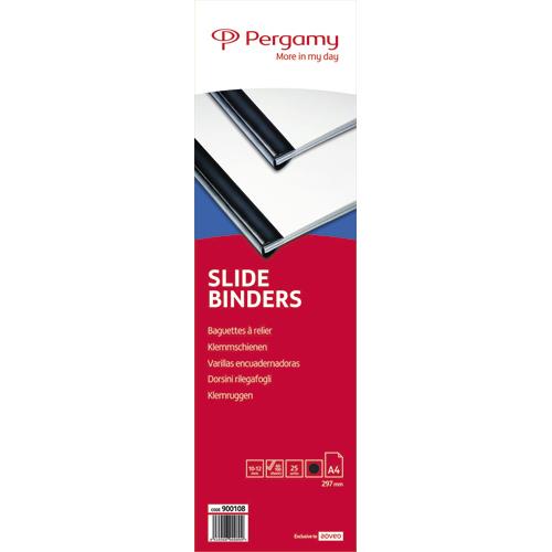 [900108] PERGAMY Boîte de 25 baguettes à relier 10-12mm Noir 900108