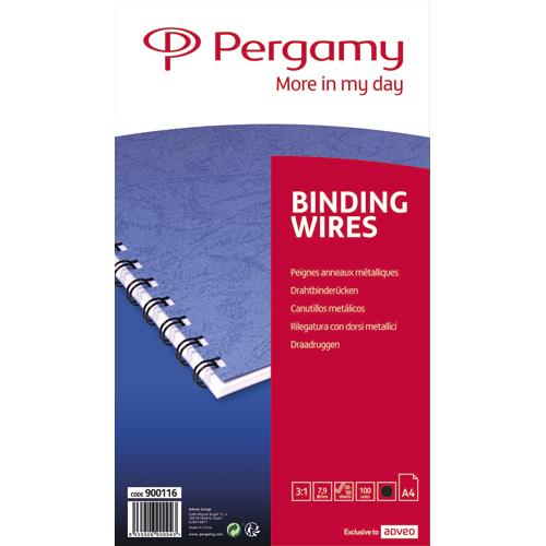 [900116] PERGAMY Boîte de 100 peignes anneaux métalliques, 34 boucles 7.9mm Noir 900116