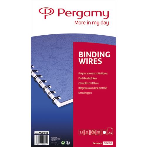 [900118] PERGAMY Boîte de 100 peignes anneaux métalliques, 34 boucles 7.9mm Blanc 900118