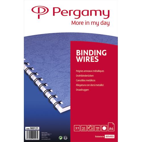[900121] PERGAMY Boîte de 100 peignes anneaux métalliques, 34 boucles 9.5mm Blanc 900121