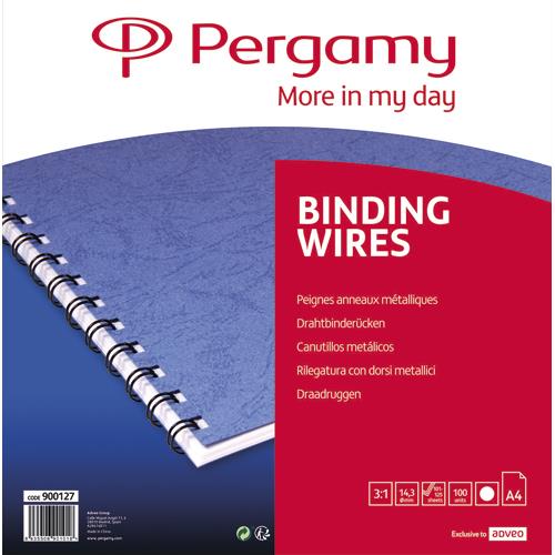 [900127] PERGAMY Boîte de 100 peignes anneaux métalliques, 34 boucles 14.3mm Blanc 900127