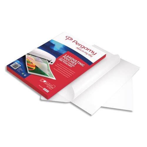 [900144] PERGAMY Boîte de 100 pochettes de plastification 2x125 microns A4 perforées 900144
