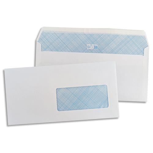[900230] PERGAMY Boîte de 500 enveloppes Blanches 80g DL 110x220 mm fenêtre 45x100 mm auto-adhésives