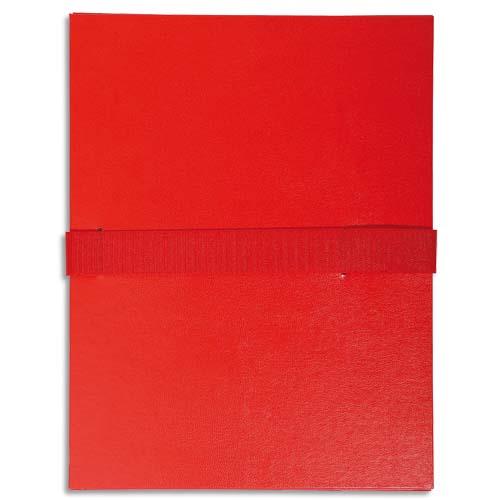 [143834] EXACOMPTA Chemise extensible en balacron. Rabat en pied, fermeture par sangle scratch. Coloris Rouge