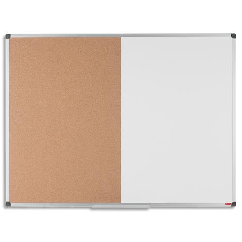 [900682] PERGAMY Tableau Combi mixte, affichage Liège et surface laquée Blanche magnétique, Format : L90 x H60 cm (dont eco-taxe mobilier de 0,55 €)