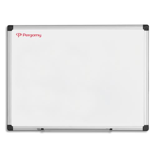 [900693] PERGAMY Tableau Blanc émaillé magnétique, cadre aluminium, Format : L60 x H45 cm (dont eco-taxe mobilier de 1,25 €)