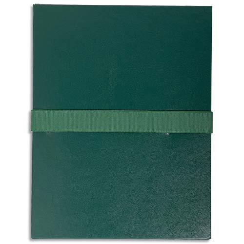 [143850] EXACOMPTA Chemise extensible en balacron. Rabat en pied, fermeture par sangle scratch. Coloris Vert foncé