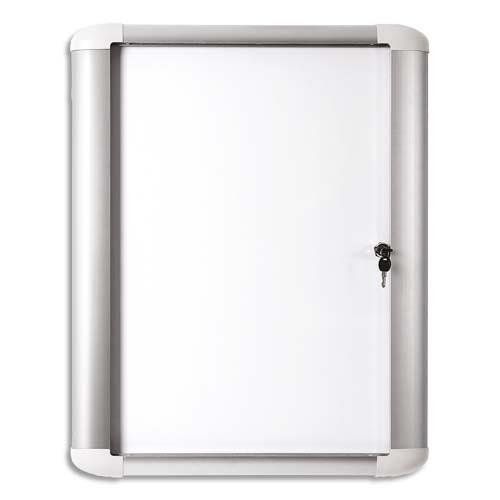[900720] PERGAMY Vitrine d'extérieur Excellence fond magnétique laqué Blanc, cadre aluminium - 4 feuilles A4 (dont eco-taxe mobilier de 0,55 €)