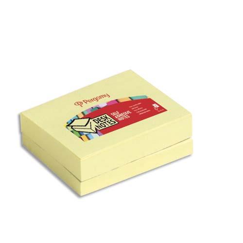 [900752] PERGAMY Lot de 12 blocs de 100 feuilles repositionnables dimensions 3,8x5,1cm. Coloris Jaune