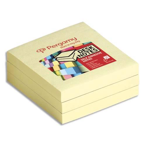 [900753] PERGAMY Bloc de 100 feuilles repositionnables dimensions 7,6x7,6cm. Coloris Jaune