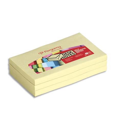[900754] PERGAMY Bloc de 100 feuilles repositionnables dimensions 7,6x12,7cm. Coloris Jaune