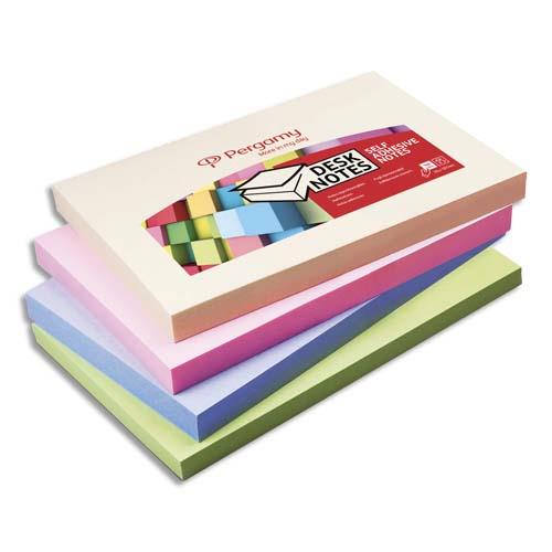 [900756] PERGAMY Bloc de 100 feuilles repositionnables dimensions 7,6x12,7cm. Coloris assortis pastel
