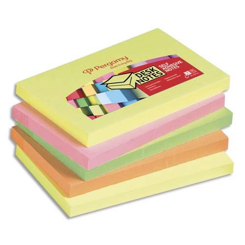 [900758] PERGAMY Bloc de 100 feuilles repositionnables dimensions 7,6x12,7cm. Coloris assortis néon