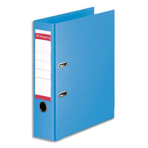 [900882] PERGAMY Classeur à levier en polypropylène intérieur/extérieur. Dos 8cm. Format A4. Coloris Bleu ciel
