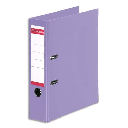 [900883] PERGAMY Classeur à levier en polypropylène intérieur/extérieur. Dos 8cm. Format A4. Coloris Violet