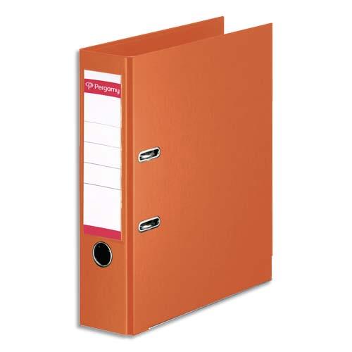 [900886] PERGAMY Classeur à levier en polypropylène intérieur/extérieur. Dos 8cm. Format A4. Coloris Orange
